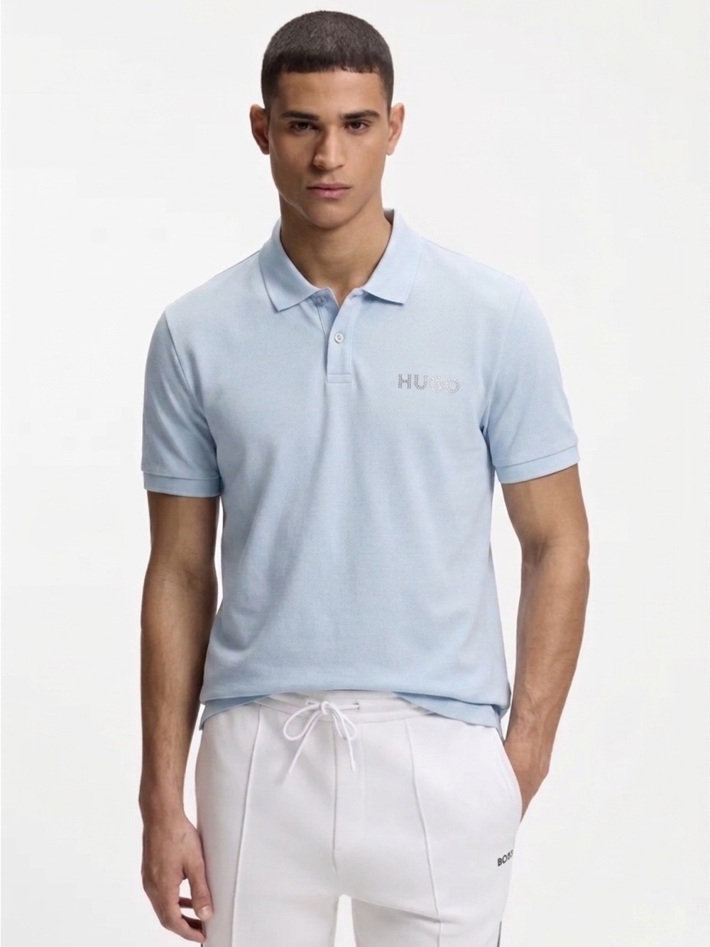 136 HUGO BOSS Men's Demung Cotton Short Sleeve Polo - Light Blue, XXL